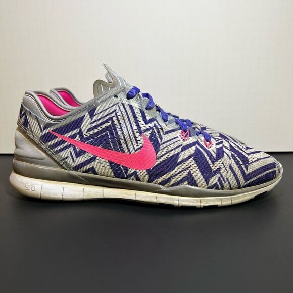 Womens NIKE Free 5.0 TR Fit 5 PRT Purple Graphic Running Shoes / Size 9.5 - Picture 2 of 10